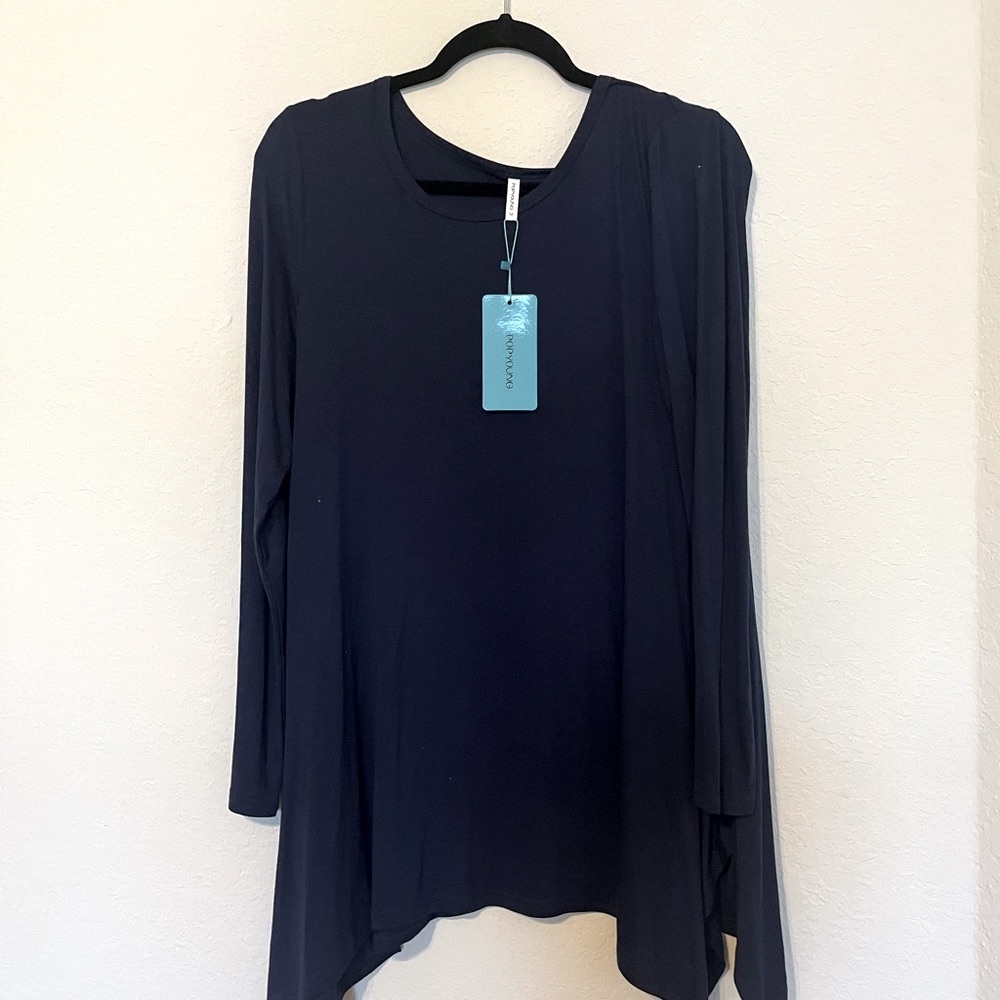 Popyoung, long sleeve, navy blue top